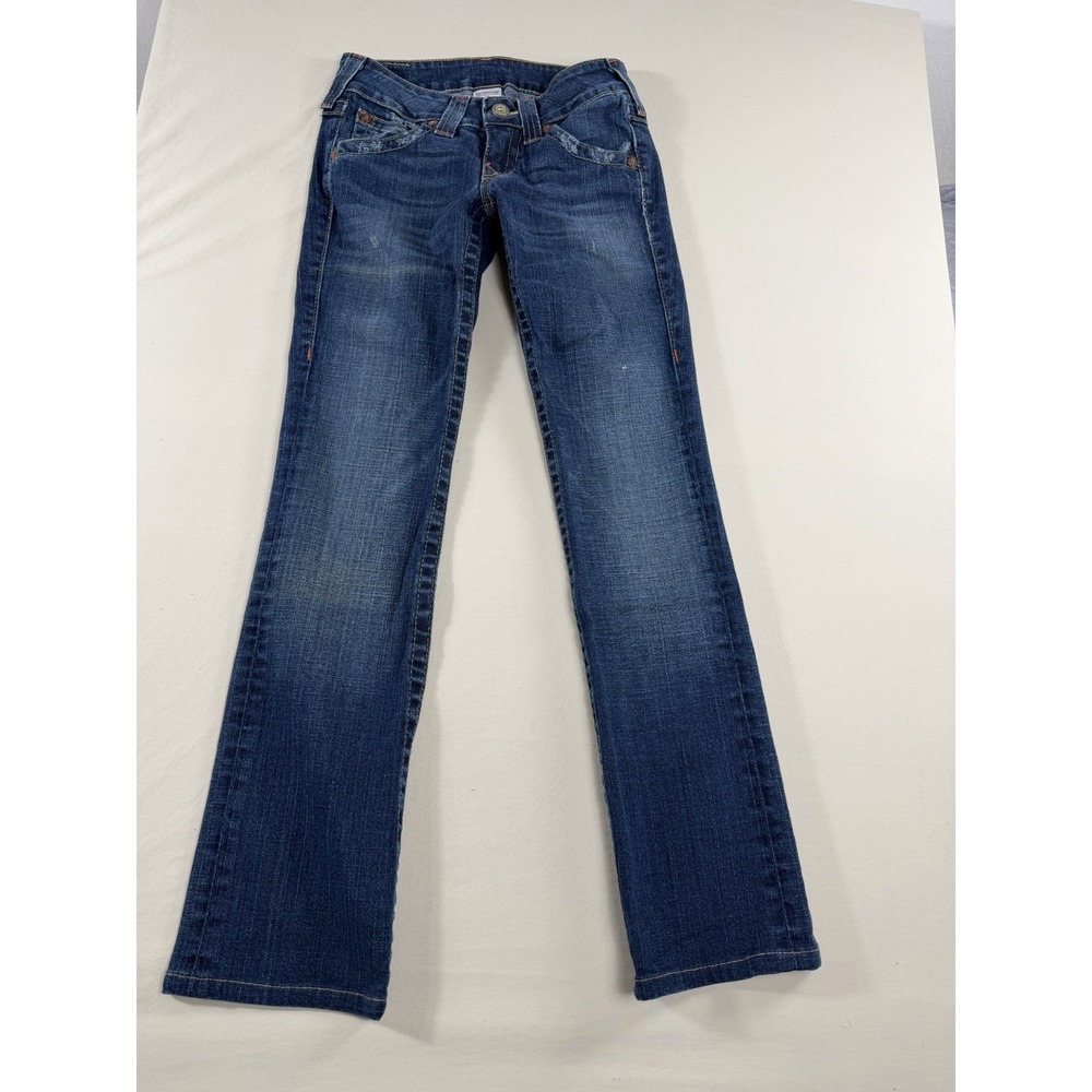True Religion‎ Womens Bootcut Jeans 27 Blue Distressed Super T Flap Pocket Y2K